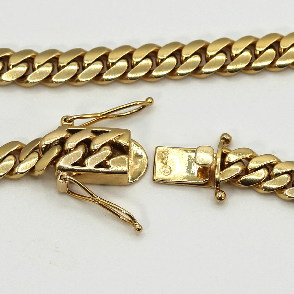14K Yellow Gold 24 Inch Cuban Chain Necklace