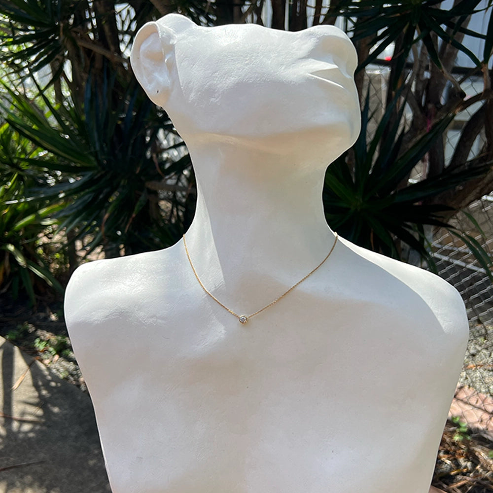 14K Yellow Gold and SI2 Diamond Harry Winston Style Station Necklace