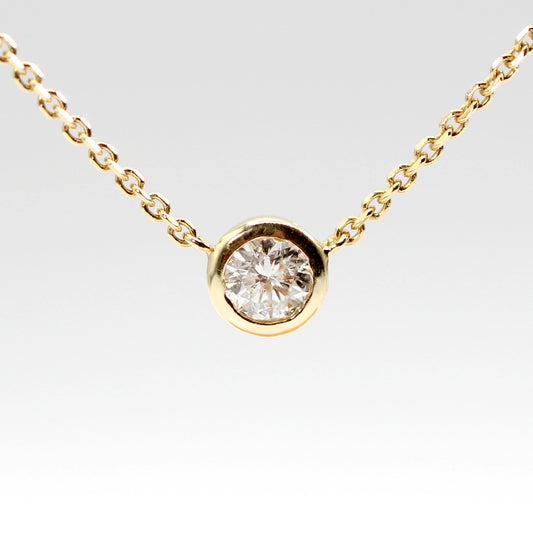 14K Yellow Gold and SI2 Diamond Harry Winston Style Station Necklace