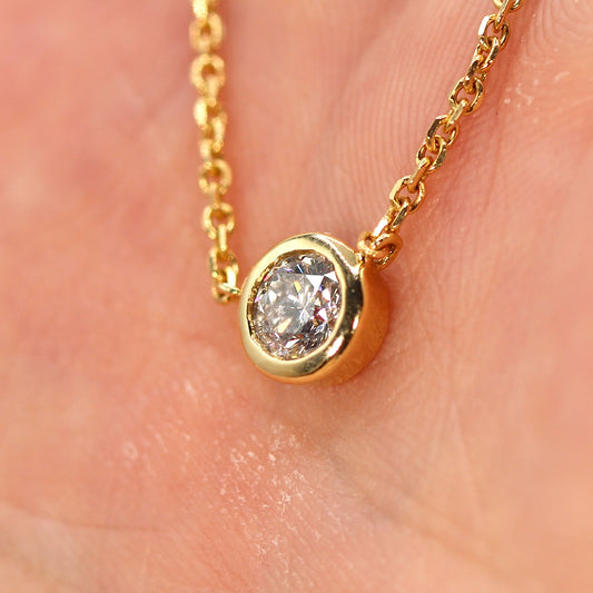 14K Yellow Gold and SI2 Diamond Harry Winston Style Station Necklace