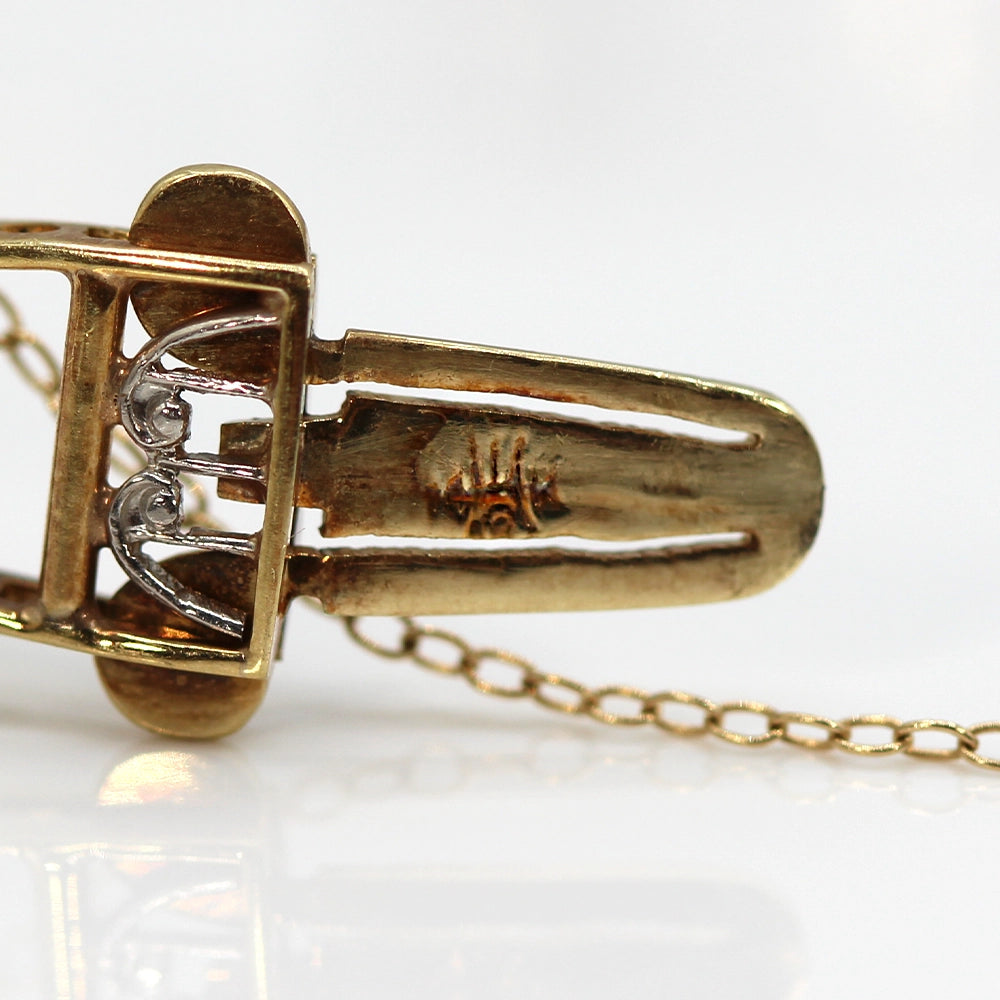 Vintage 14K Yellow Gold Pearl and Sapphire Bracelet SIZE 7