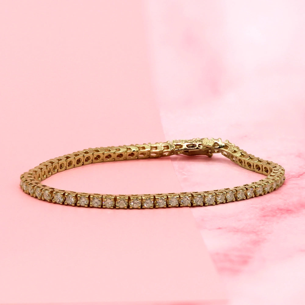 14K Yellow Gold Diamond Tennis Bracelet SIZE 6.75