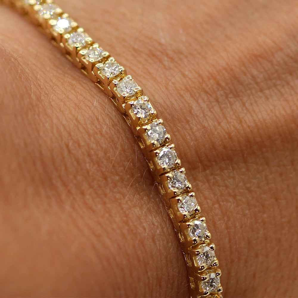 14K Yellow Gold Diamond Tennis Bracelet SIZE 6.75