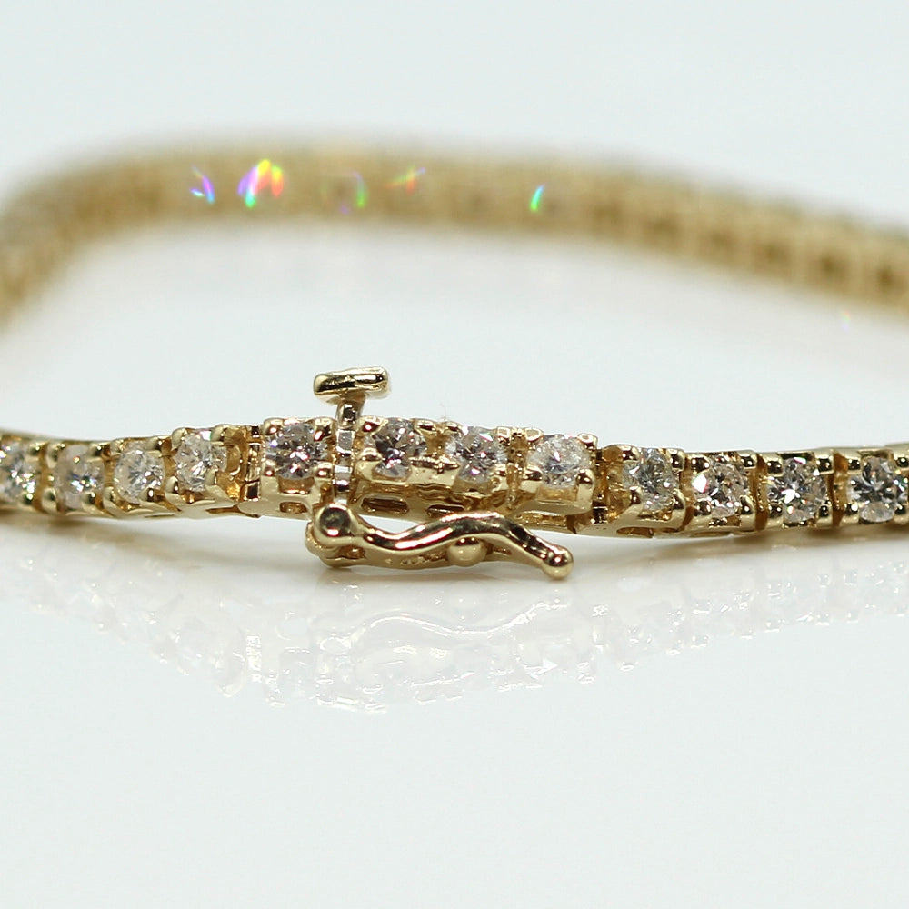 14K Yellow Gold Diamond Tennis Bracelet SIZE 6.75
