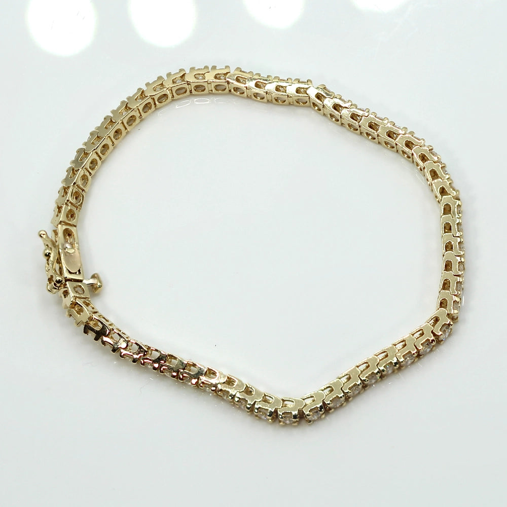 14K Yellow Gold Diamond Tennis Bracelet SIZE 6.75
