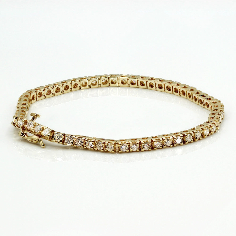 14K Yellow Gold Diamond Tennis Bracelet SIZE 6.75