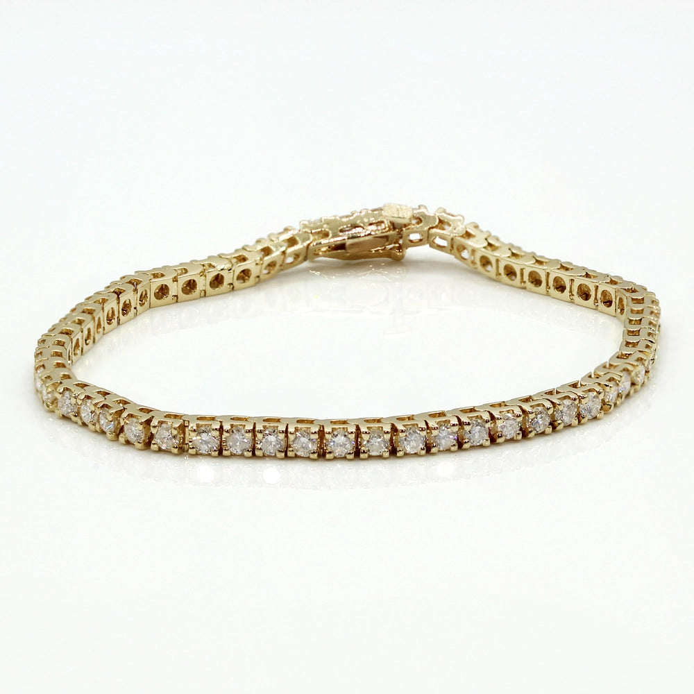 14K Yellow Gold Diamond Tennis Bracelet SIZE 6.75