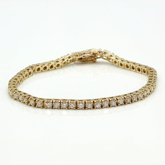 14K Yellow Gold Diamond Tennis Bracelet SIZE 6.75