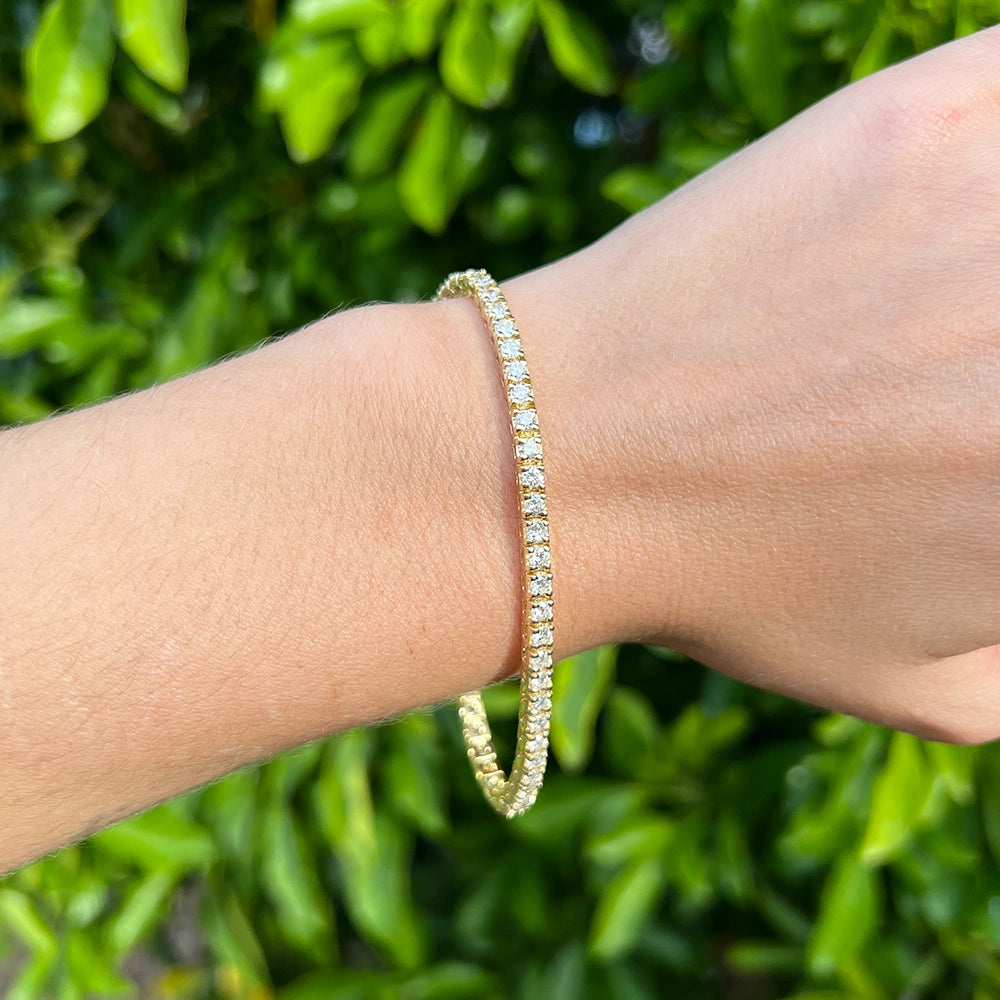 14K Yellow Gold Diamond Tennis Bracelet SIZE 6.75