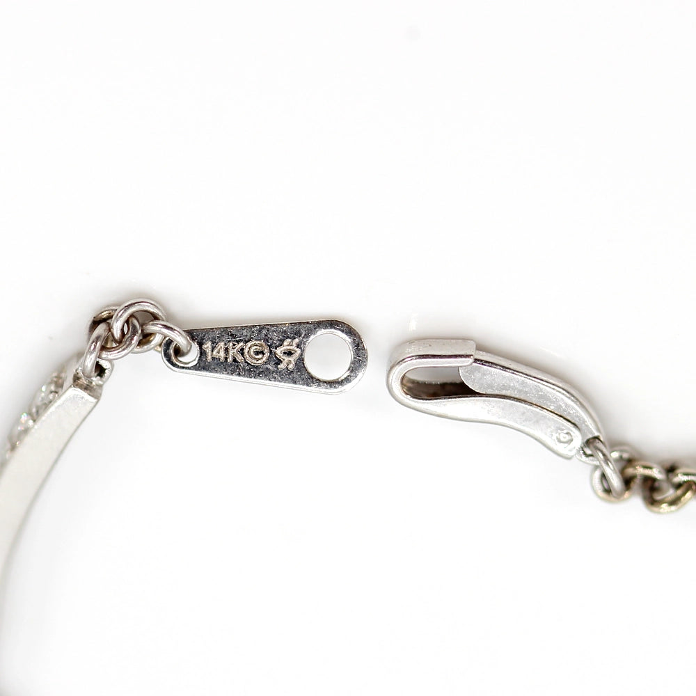 14K White Gold Bar Link Bracelet SIZE 7