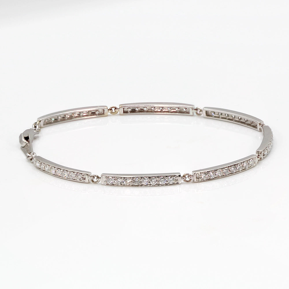 14K White Gold Bar Link Bracelet SIZE 7