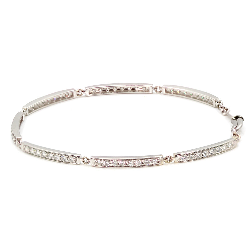 14K White Gold Bar Link Bracelet SIZE 7