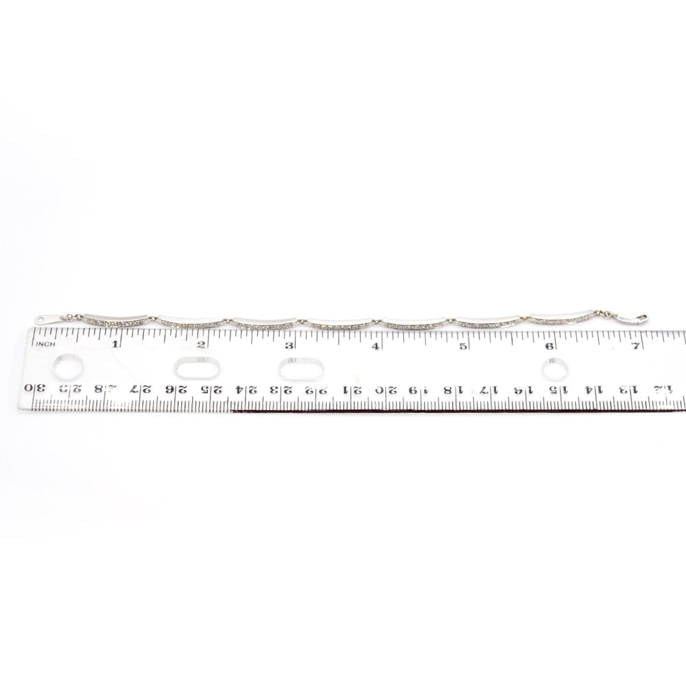 14K White Gold Bar Link Bracelet SIZE 7