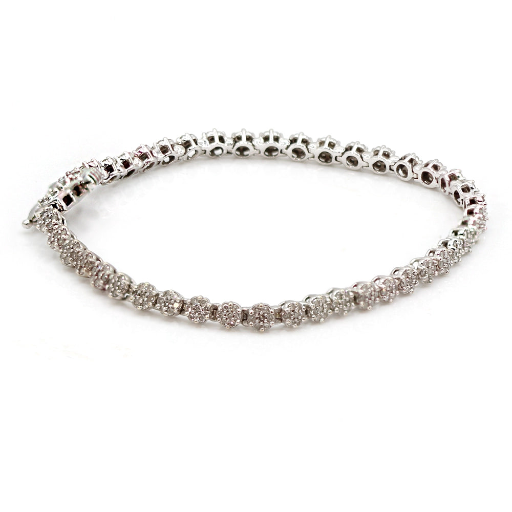 14K White Gold and Diamond Lovebright Tennis Bracelet SIZE 5.75