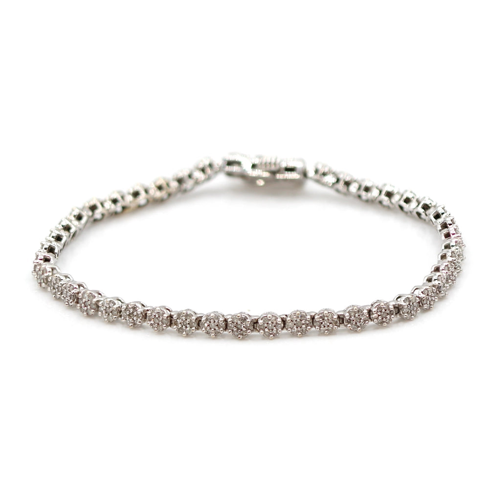 14K White Gold and Diamond Lovebright Tennis Bracelet SIZE 5.75