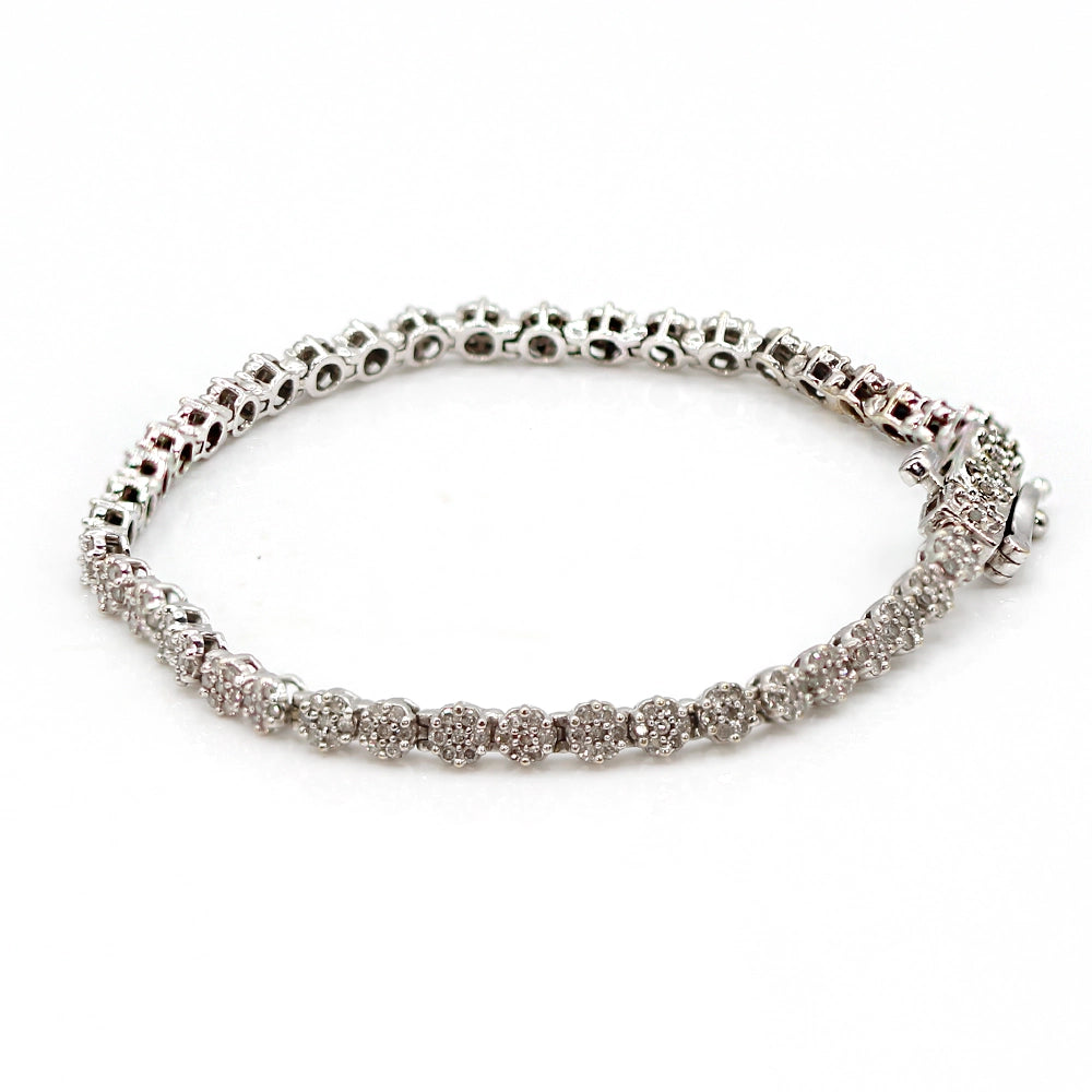 14K White Gold and Diamond Lovebright Tennis Bracelet SIZE 5.75