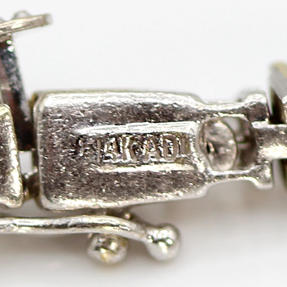 14K White Gold Baguette and Round Brilliant Cut Diamond Tennis Bracelet SIZE 7