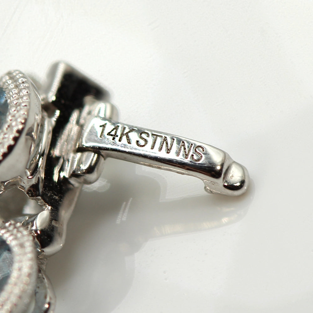 14K White Gold and Aquamarine Tennis Bracelet SIZE 7