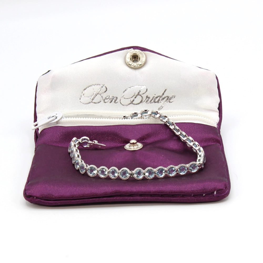 14K White Gold and Aquamarine Tennis Bracelet SIZE 7