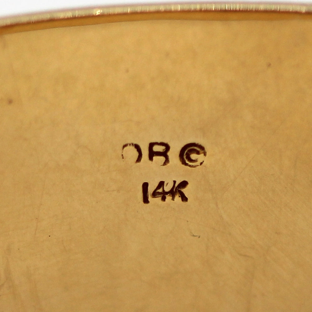 Double Dragon Double Happiness 14K Yellow Gold Bangle Bracelet SIZE 8.5