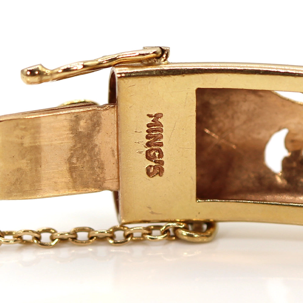 RARE Ming’s Hawaii 14K Yellow Gold Hinged Bangle Bracelet SIZE 7