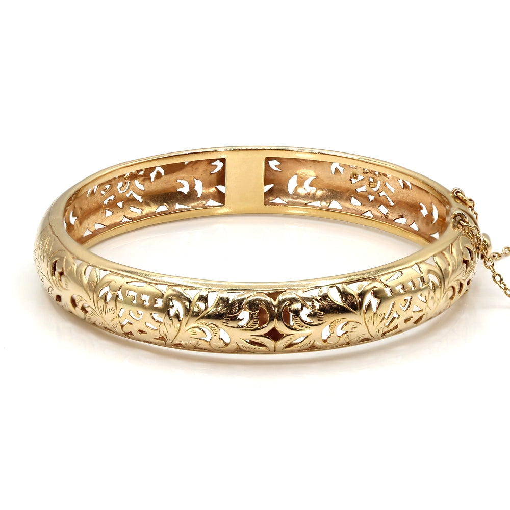 RARE Ming’s Hawaii 14K Yellow Gold Hinged Bangle Bracelet SIZE 7
