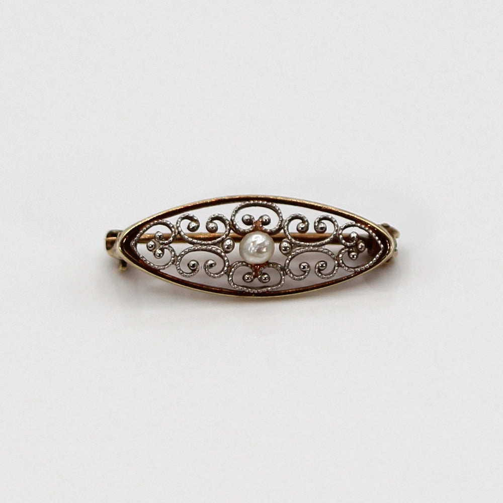 14K Yellow Gold and Keshi Pearl Pin