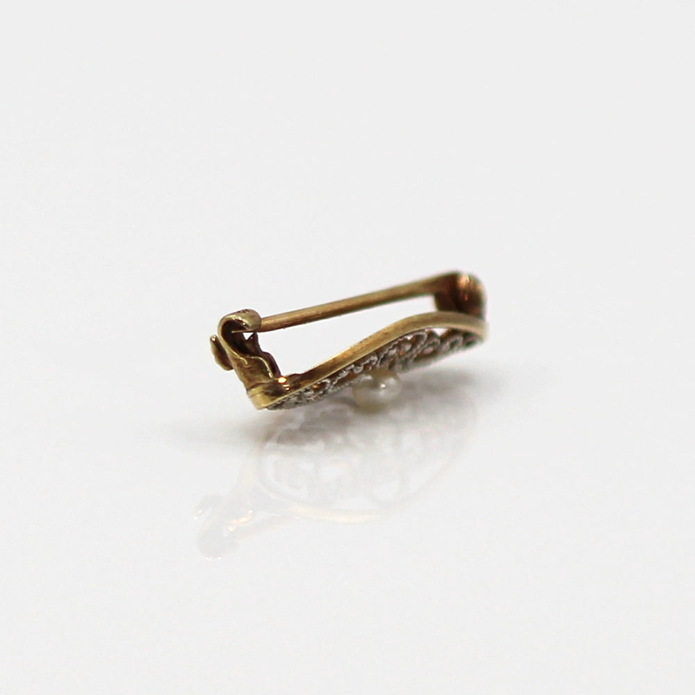 14K Yellow Gold and Keshi Pearl Pin