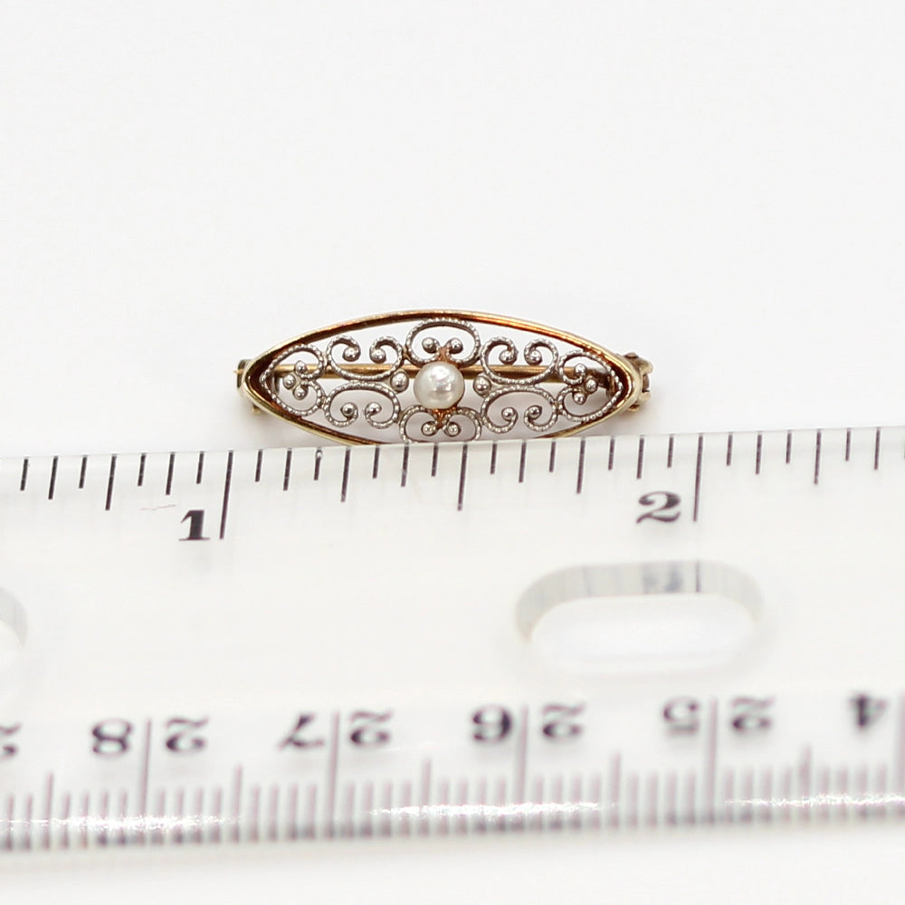14K Yellow Gold and Keshi Pearl Pin