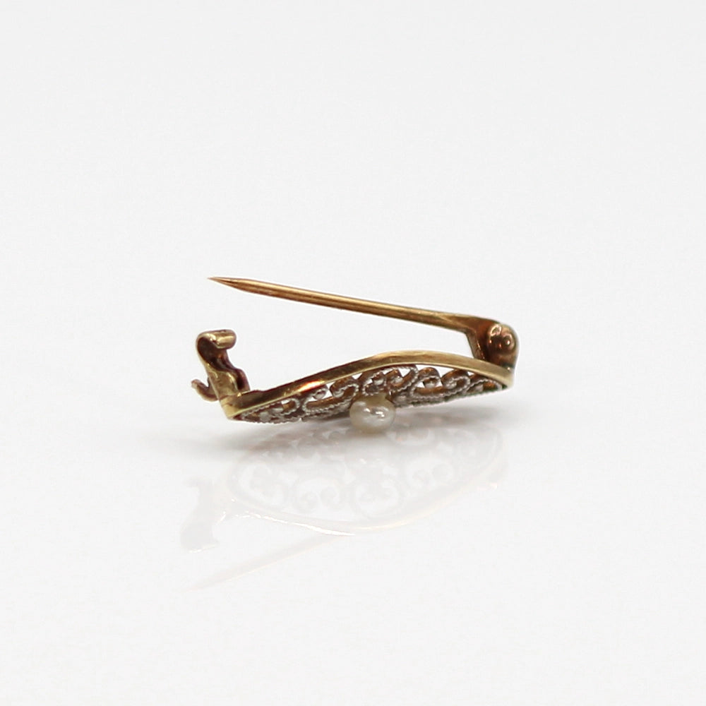 14K Yellow Gold and Keshi Pearl Pin