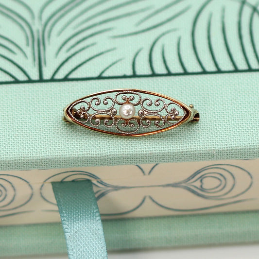 14K Yellow Gold and Keshi Pearl Pin