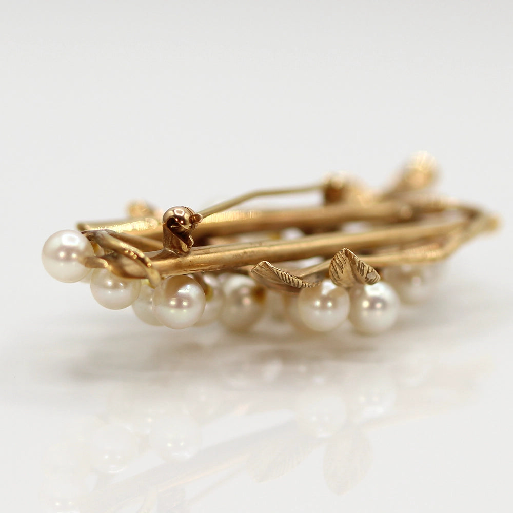 Ming’s Hawai’i 14K Yellow Gold and Pearl Cluster Branch Brooch