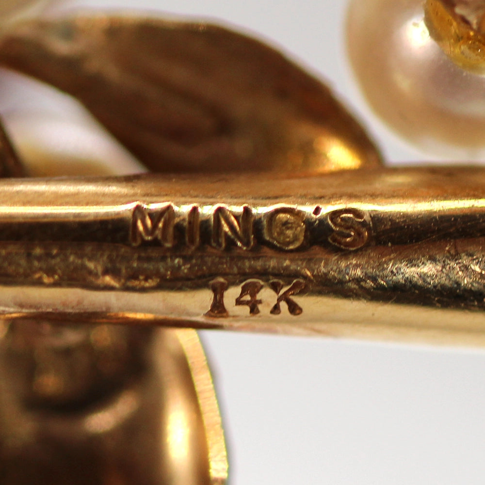 Ming’s Hawai’i 14K Yellow Gold and Pearl Cluster Branch Brooch