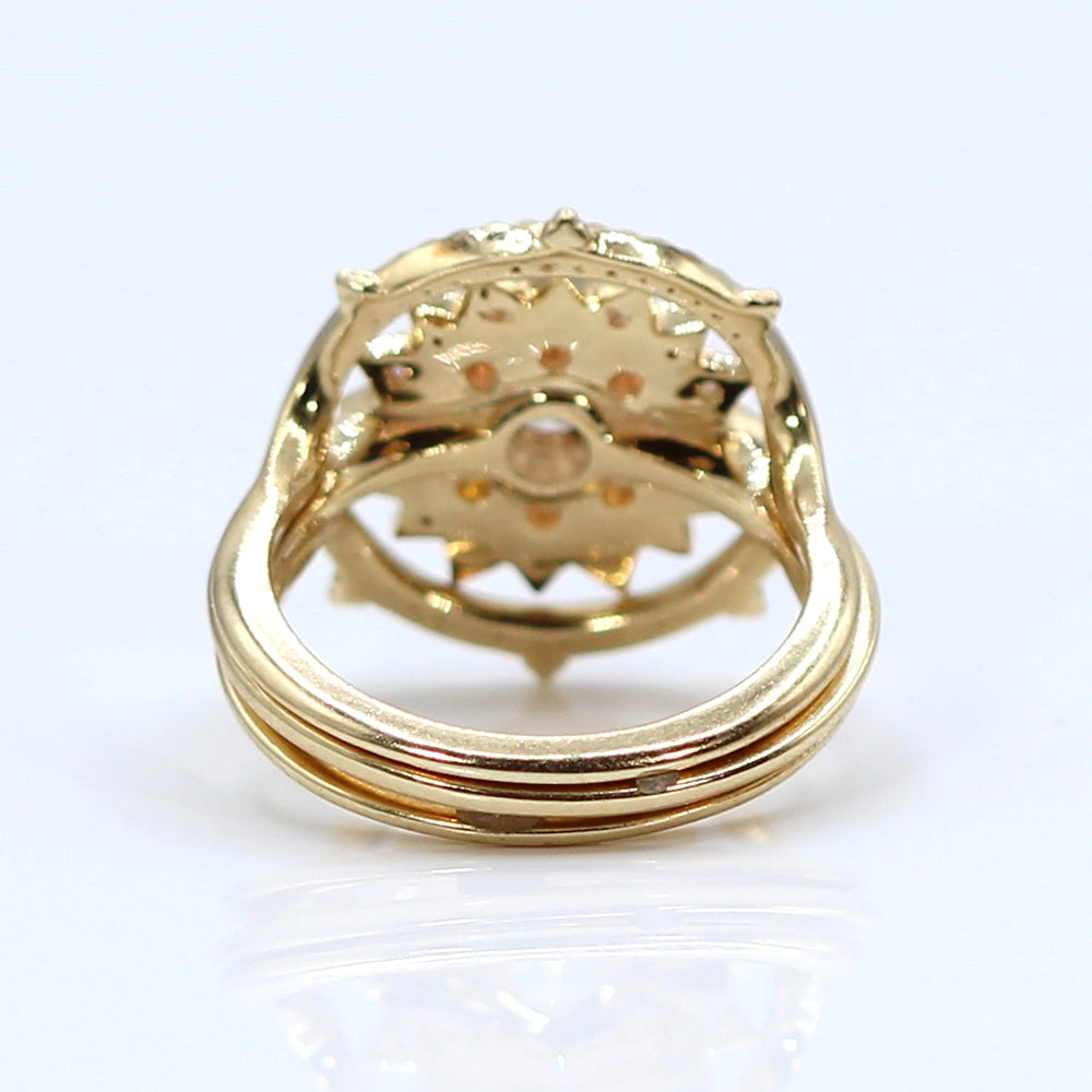 14K Yellow Gold 'Sun and Compass' Stacking Ring Set SIZE 9