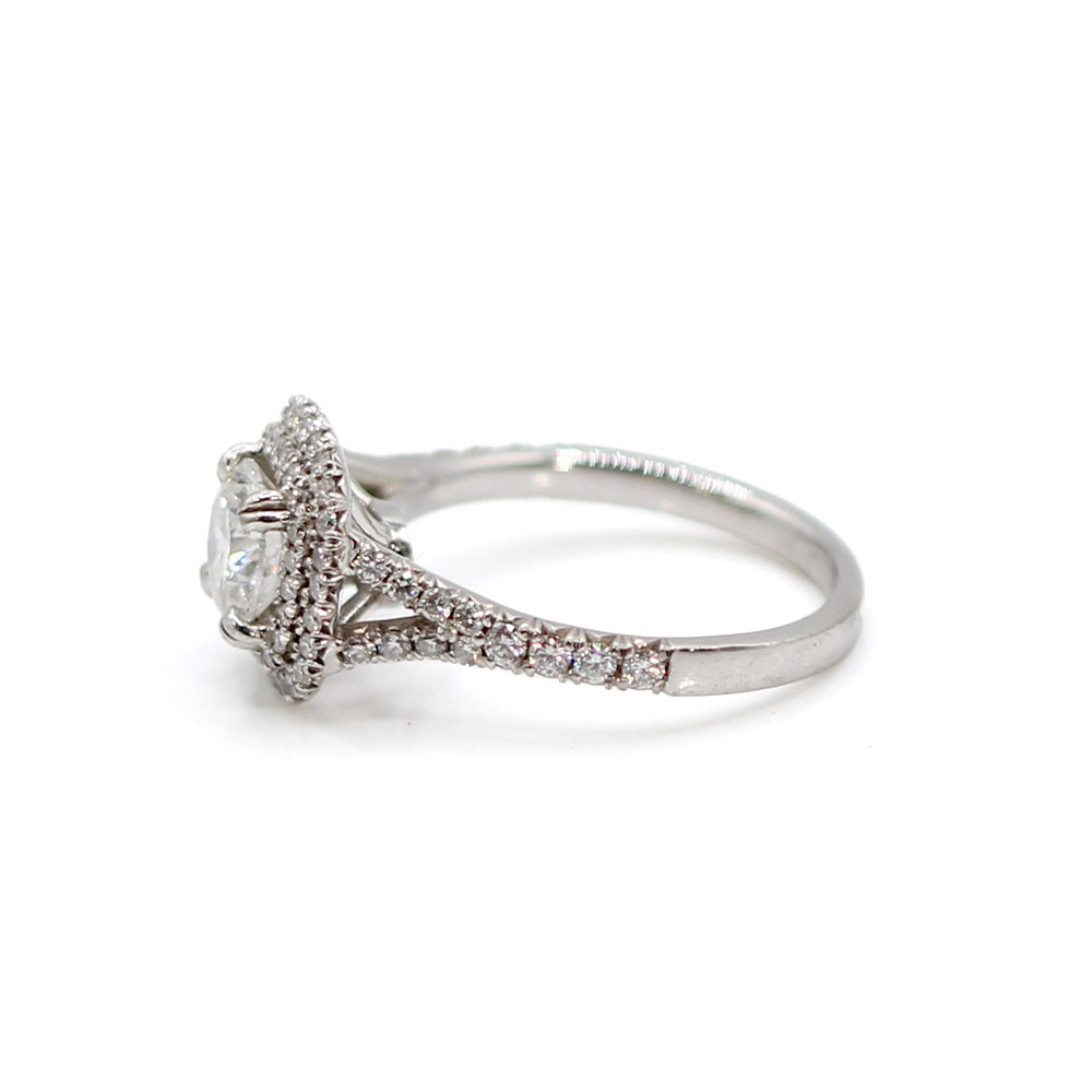 18K White Gold Double Diamond Halo Ring SIZE 6