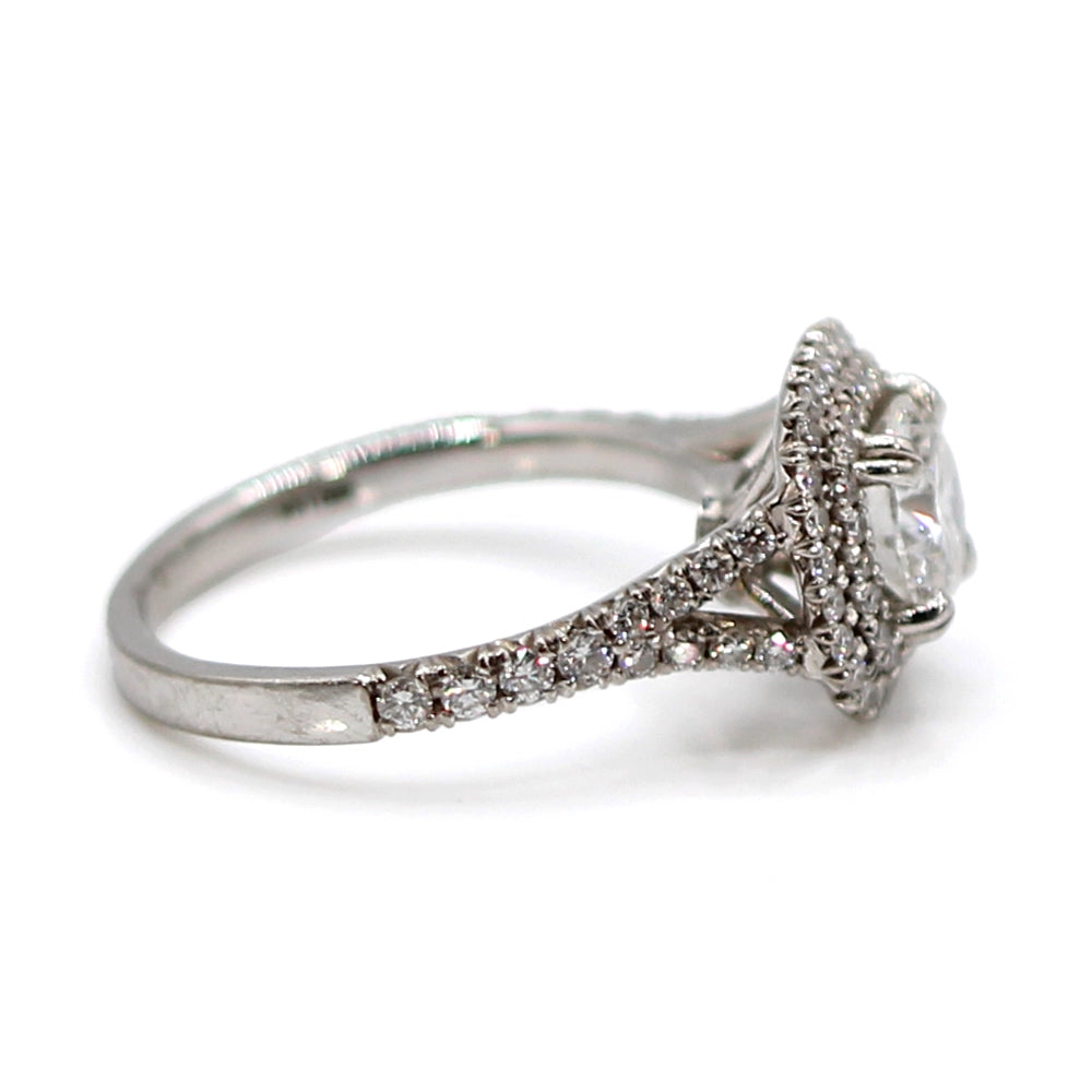 18K White Gold Double Diamond Halo Ring SIZE 6