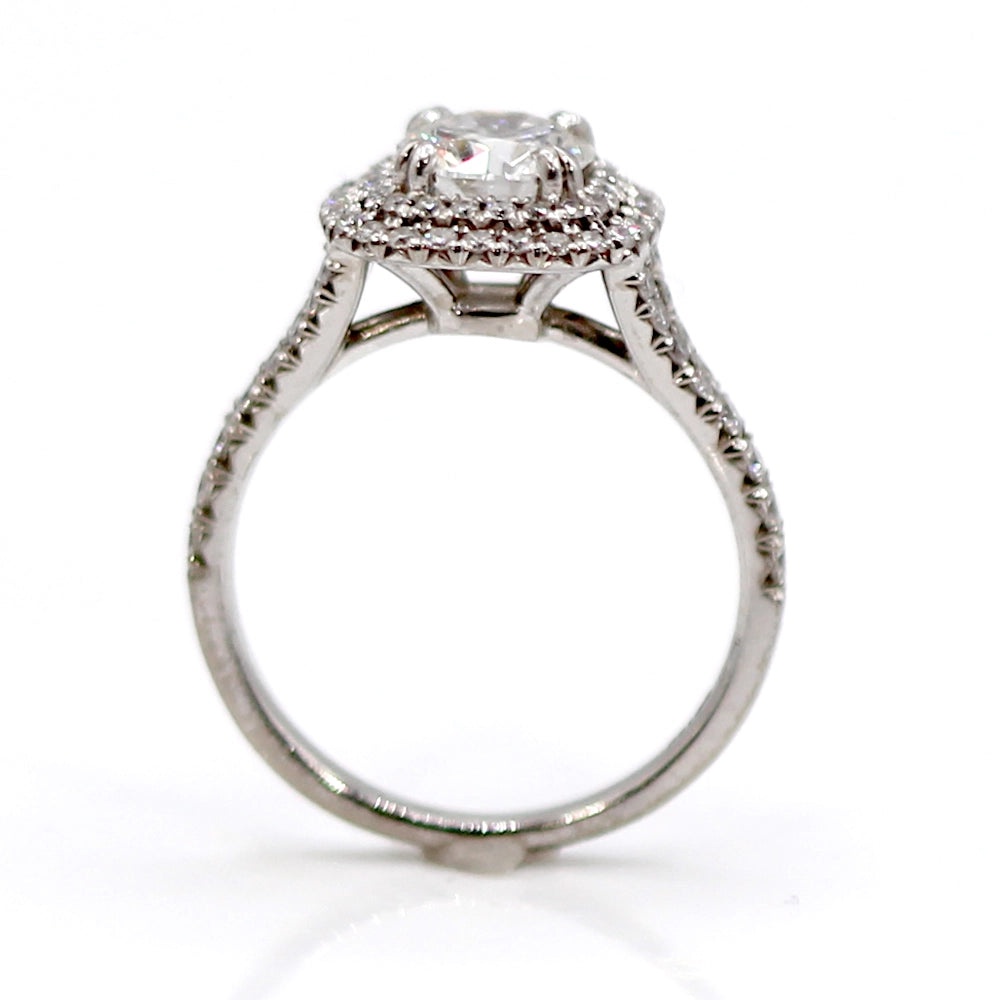 18K White Gold Double Diamond Halo Ring SIZE 6