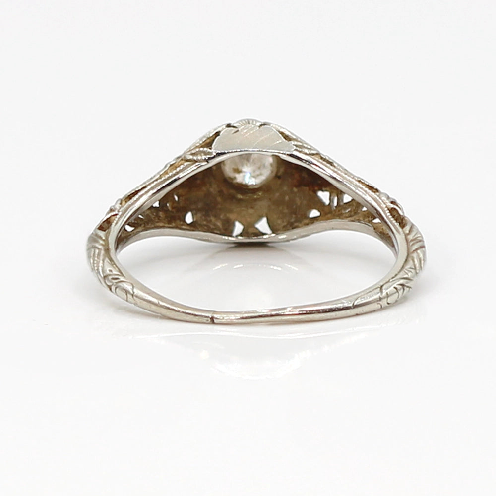 Vintage Two-Toned Gold and .25 Carat Old European Cut Diamond Ring SIZE 6.75