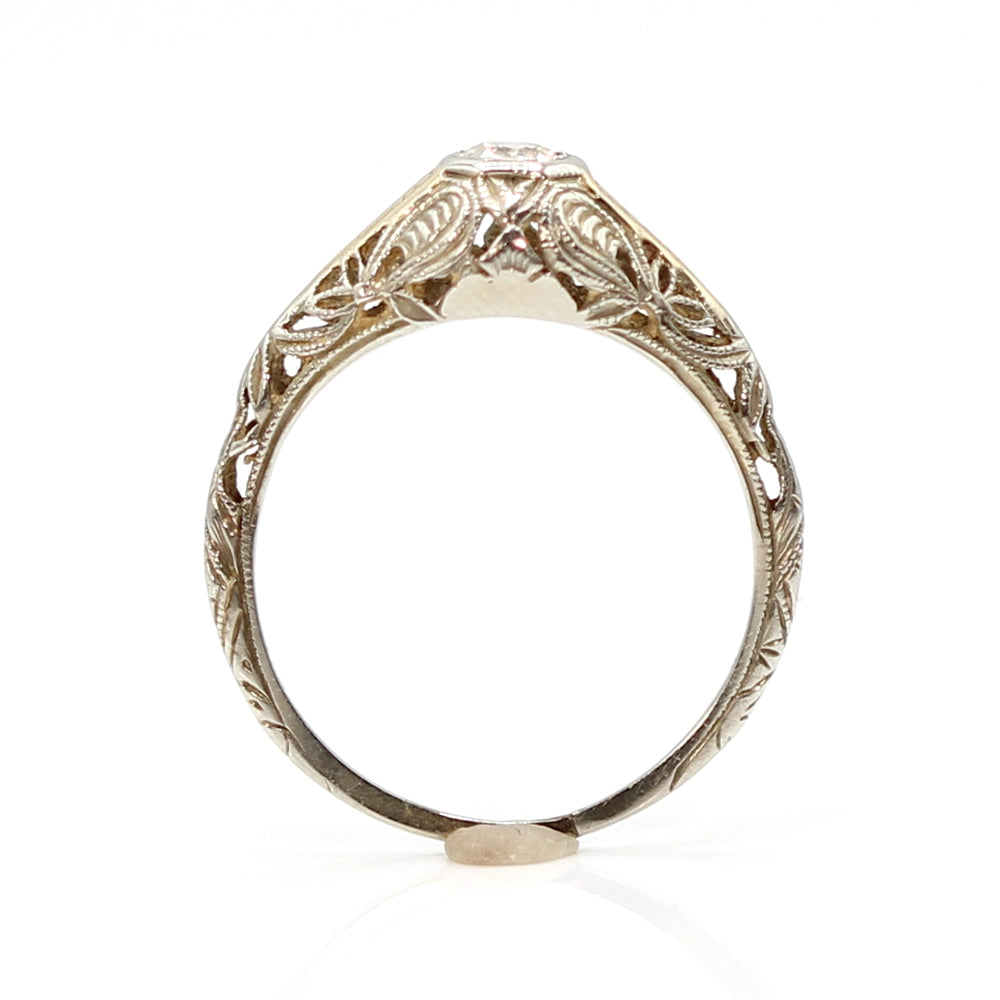 Vintage Two-Toned Gold and .25 Carat Old European Cut Diamond Ring SIZE 6.75
