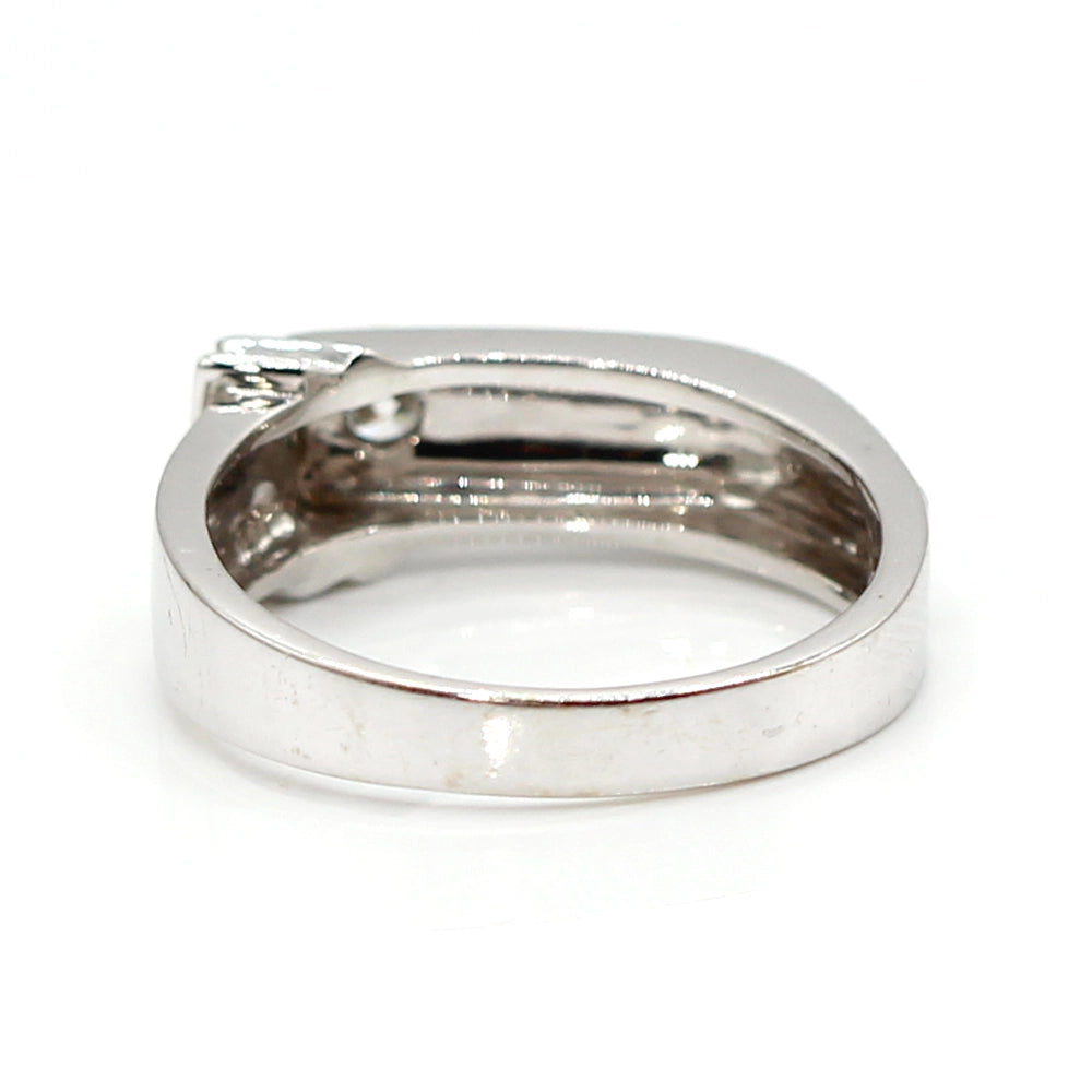 18K White Gold Art Deco Style Ring with VS Diamond Size 8.5