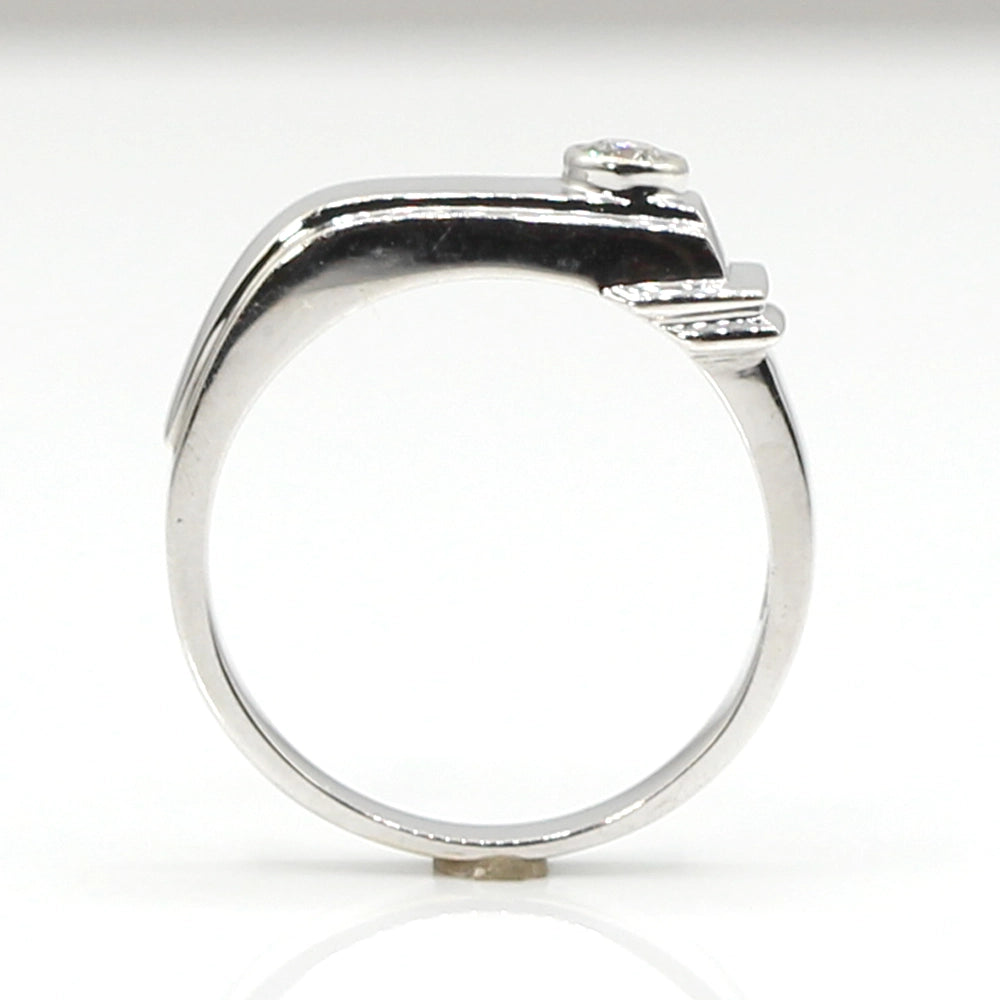18K White Gold Art Deco Style Ring with VS Diamond Size 8.5