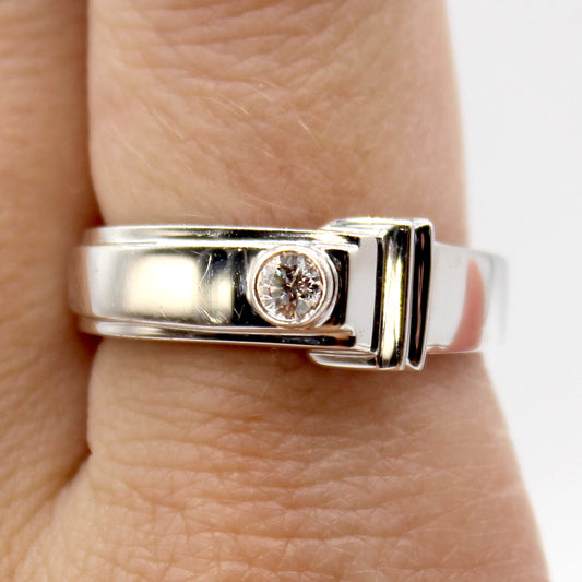 18K White Gold Art Deco Style Ring with VS Diamond Size 8.5