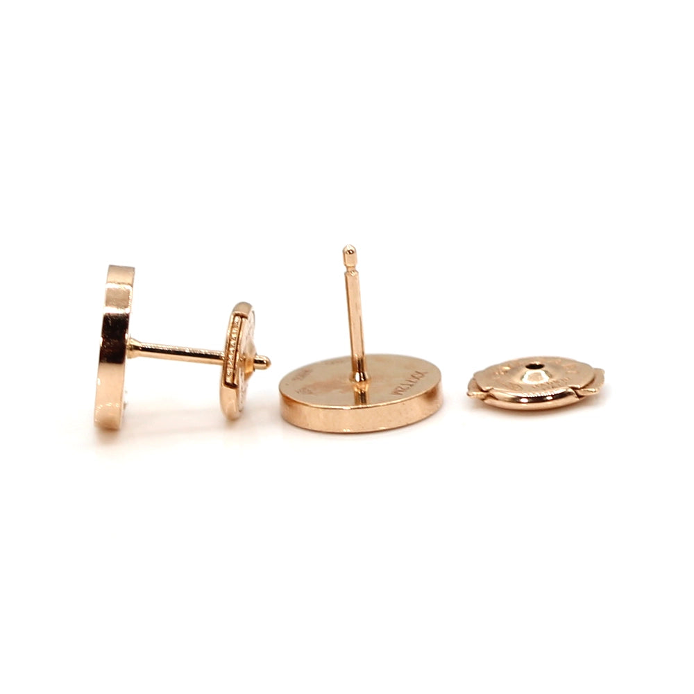 Bvlgari Bvlgari 18K Rose Gold and Diamond Disk Earrings Pair with Box and Docs.