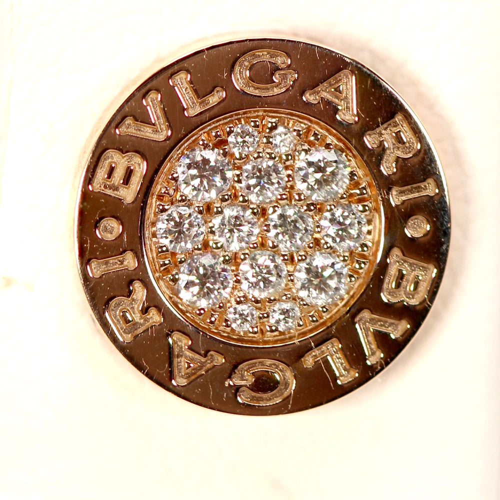 Bvlgari Bvlgari 18K Rose Gold and Diamond Disk Earrings Pair with Box and Docs.