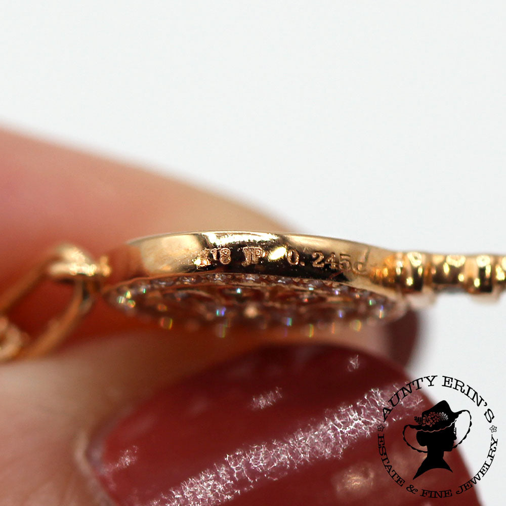 18K Rose Gold and Diamond Skeleton Key Pendant with 18 inch Chain