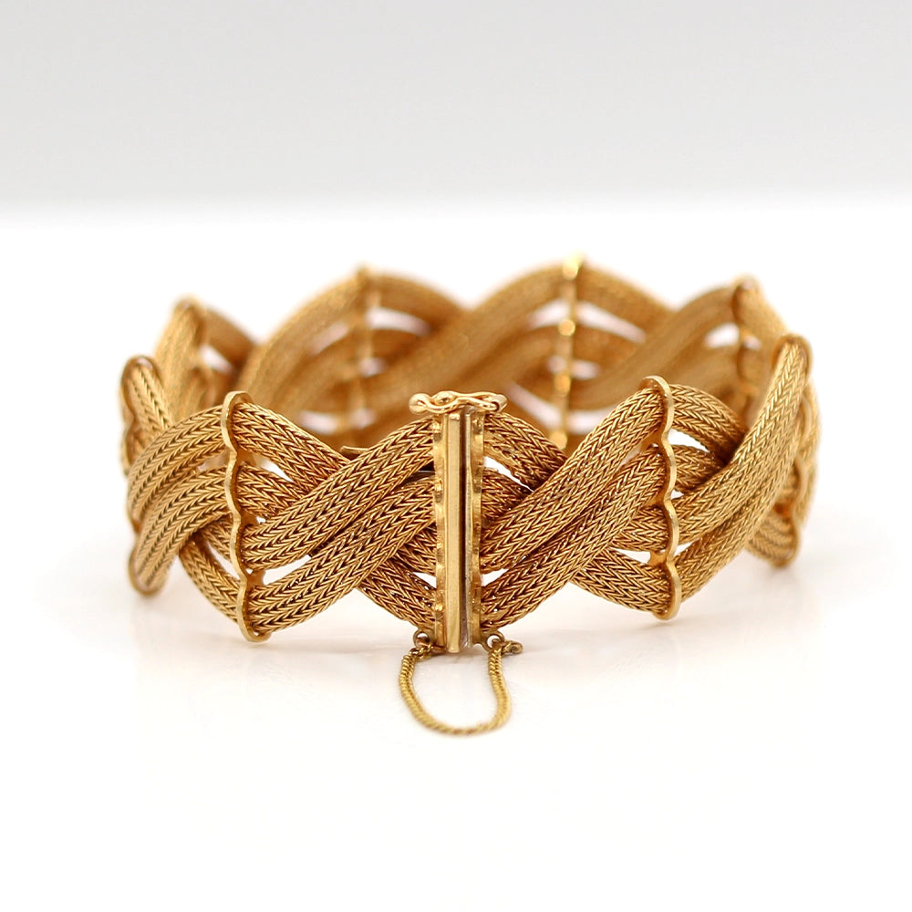 18K Yellow Gold Woven Mesh Bracelet SIZE 7