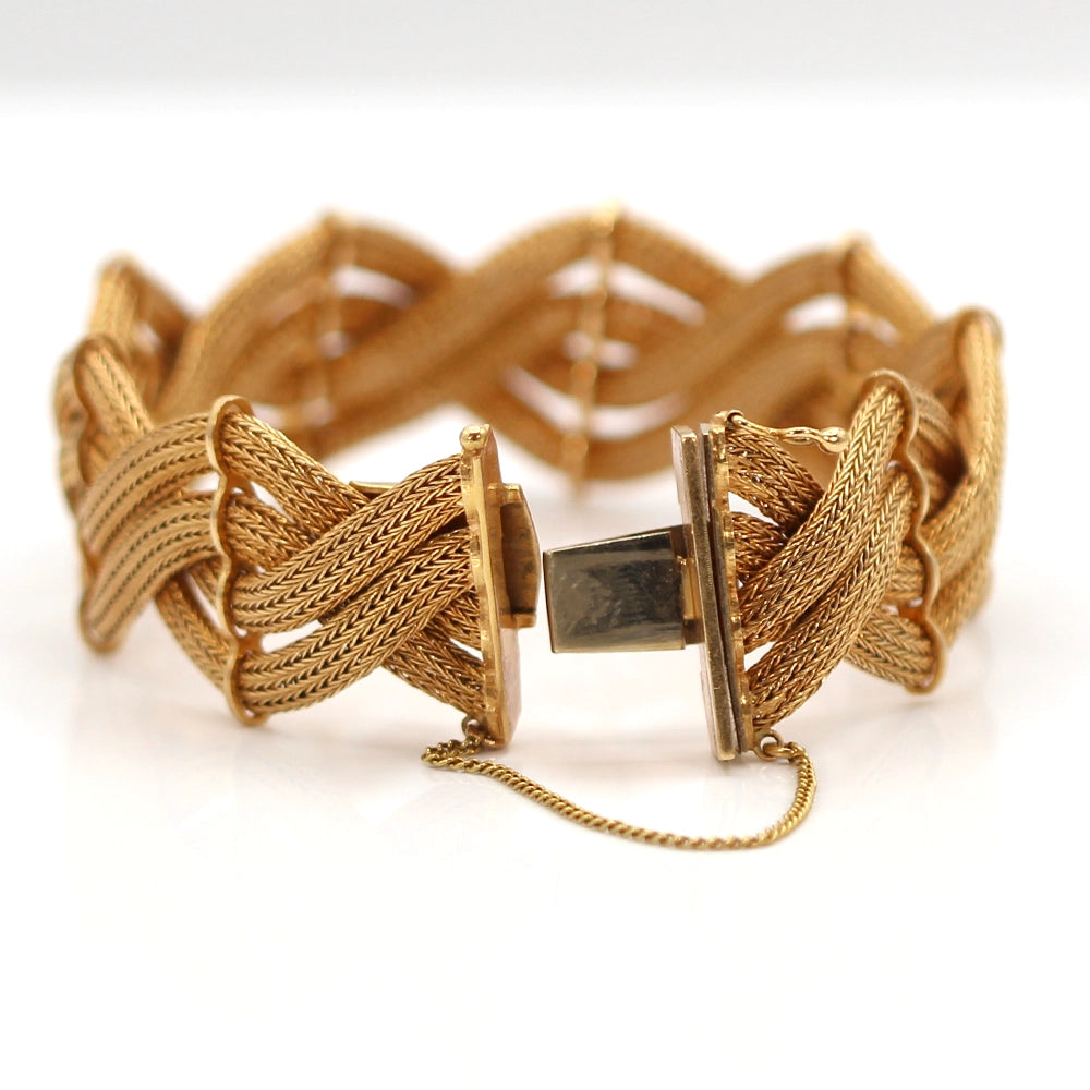 18K Yellow Gold Woven Mesh Bracelet SIZE 7