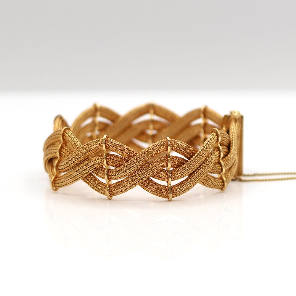 18K Yellow Gold Woven Mesh Bracelet SIZE 7
