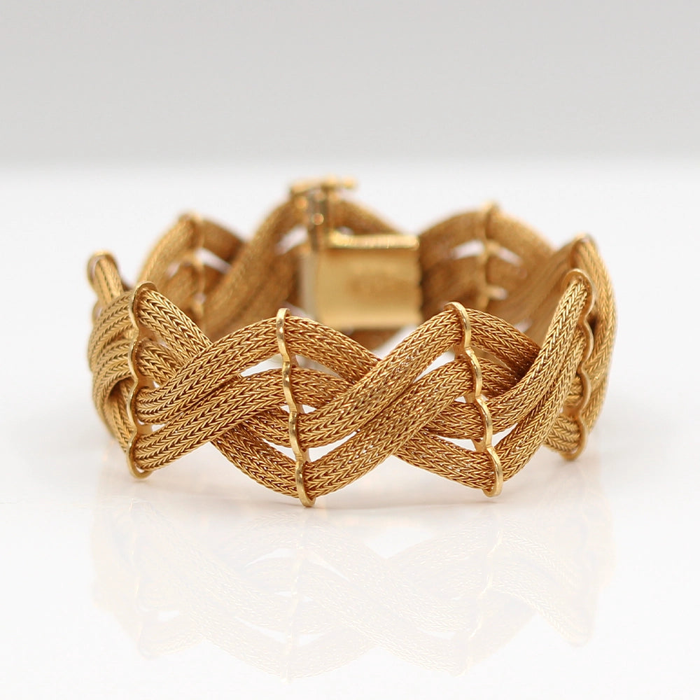 18K Yellow Gold Woven Mesh Bracelet SIZE 7