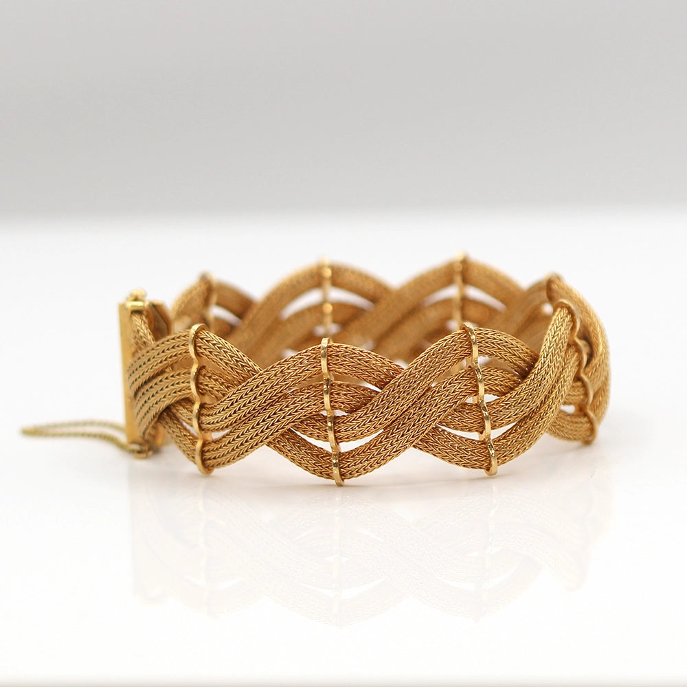 18K Yellow Gold Woven Mesh Bracelet SIZE 7